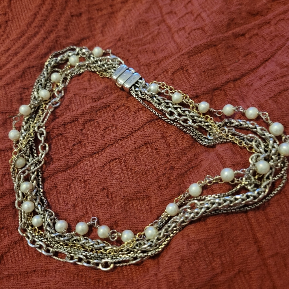 David Yurman Sterling Silver and 18kt Gold Multi Strand Necklace